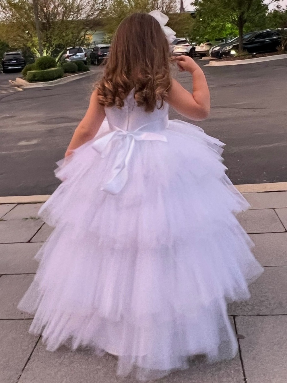 White Tulle/Satin High-Low Flower Girl Dresses